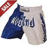 FIGHTERS - Shorts de Muay Thai / Blanc-Bleu