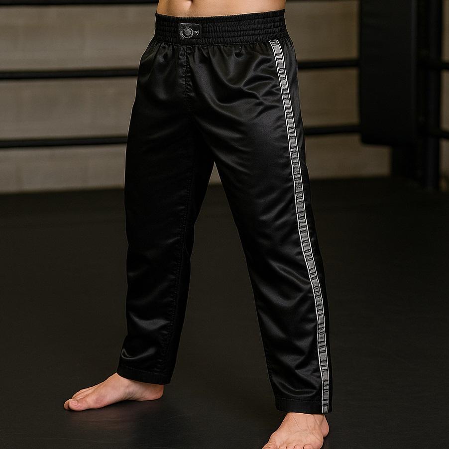 FIGHT-FIT - Kick-Boxing Hosen / Satin / Schwarz / Medium