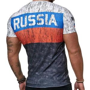 FIGHTERS - T-Shirt / Russia / Bianco-Rosso-Blu-Nero / Medium