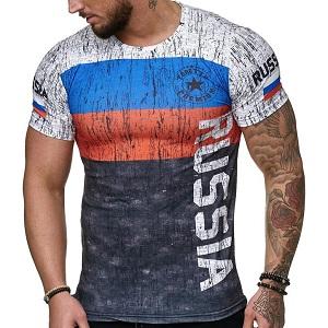 FIGHTERS - T-Shirt / Russia / White-Blue-Red-Black / XL