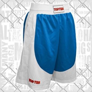Top Ten - Shorts de boxeo para hombre / Azul-Blanco / Medium