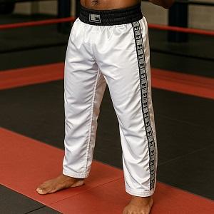 FIGHT-FIT - Kick-Boxing Hosen / Satin / Weiss / Medium